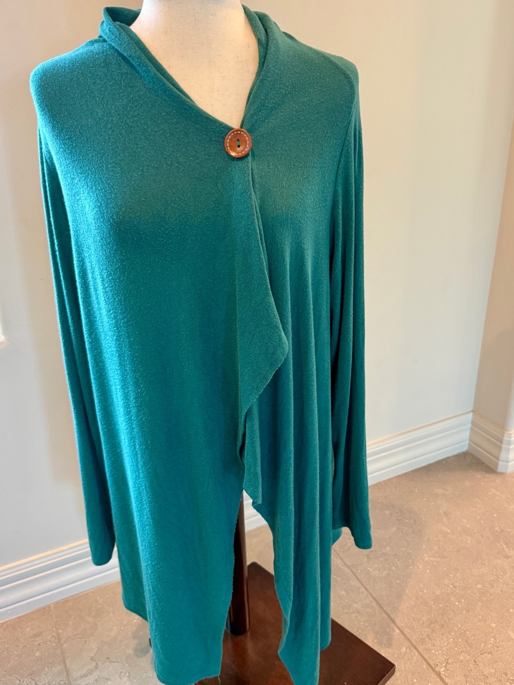Bobeau Teal Draped Waterfall Cardigan Wrap Size M